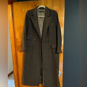 Brooks Brothers 80s Wool Double Breasted Long Trench Coat Brown Medium